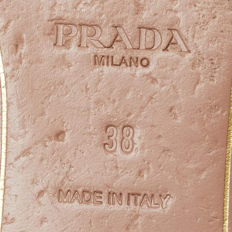 مملوكة مسبقًا Prada Grey Patent Leather Crystal Embellished Flat Slides Size 38