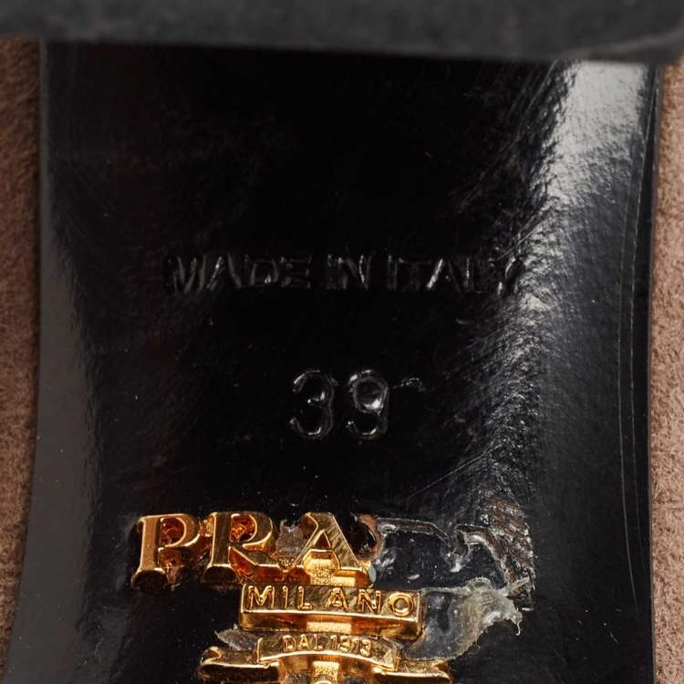 Pre Owned Prada Light Brown Suede Block Heel Ankle Boots Size 39