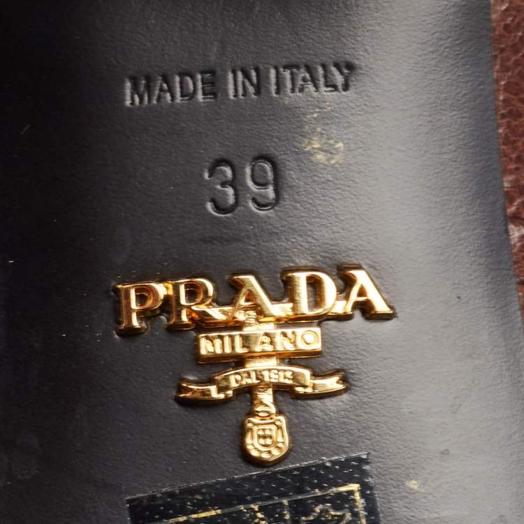 Pre Owned Prada Brown Leather Buckle Over The Knee Boots Size 39