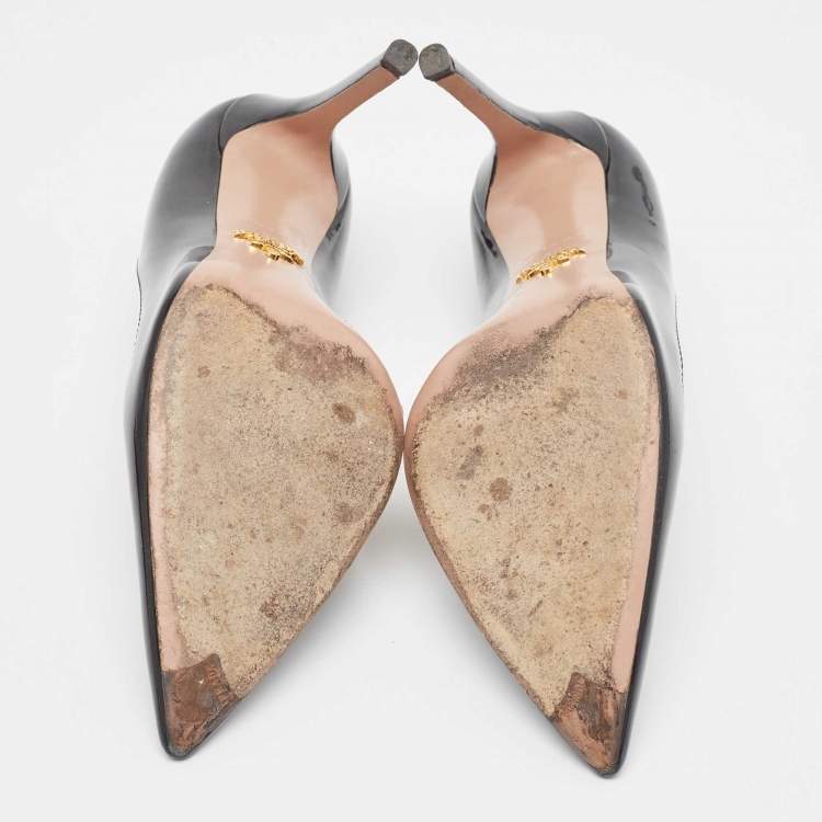 Pre Owned Prada Black Patent Leather Pointed Toe Pumps Size 36