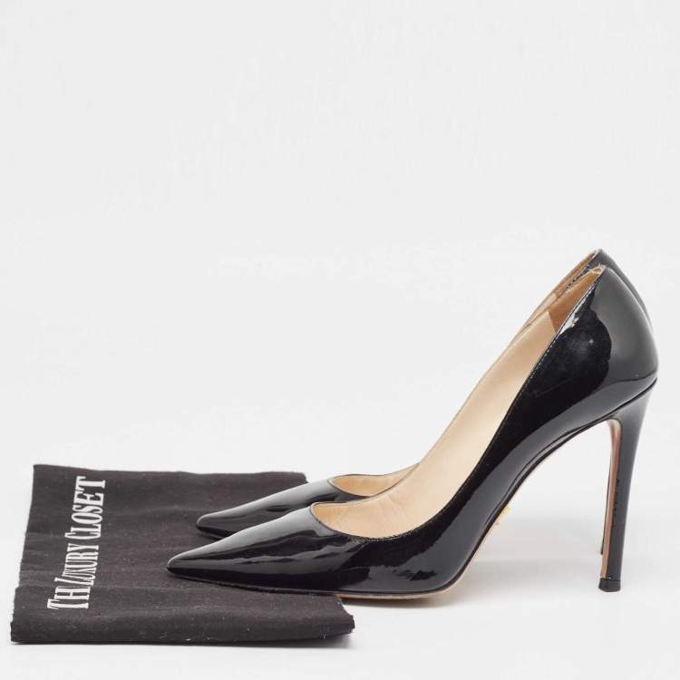 Pre Owned Prada Black Patent Leather Pointed Toe Pumps Size 36