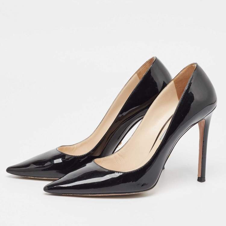 Pre Owned Prada Black Patent Leather Pointed Toe Pumps Size 36