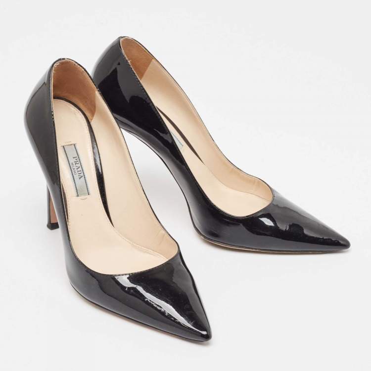 Pre Owned Prada Black Patent Leather Pointed Toe Pumps Size 36