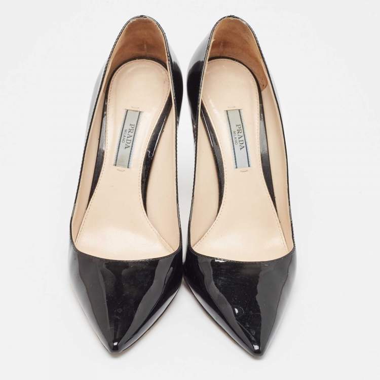 Pre Owned Prada Black Patent Leather Pointed Toe Pumps Size 36
