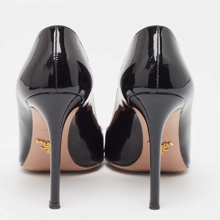Pre Owned Prada Black Patent Leather Pointed Toe Pumps Size 36