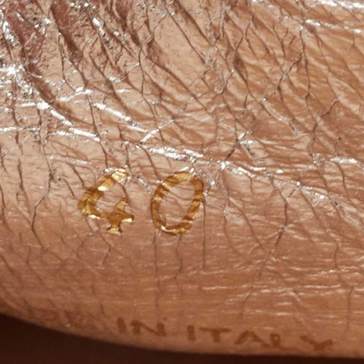 Pre Owned Prada Silver/Brown Leather Slingback Flats Size 40