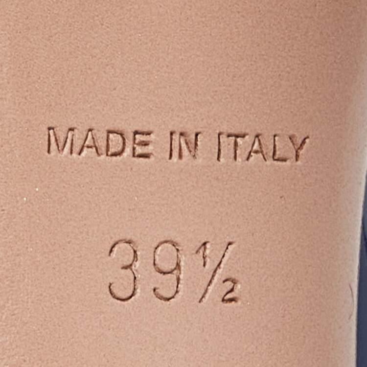 Pre Owned Prada  Blue Patent Leather Round Toe  Pumps Size 39.5