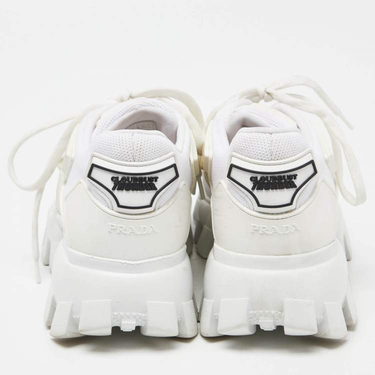 Pre Owned Prada White Mesh And Rubber Cloudbust Thunder Low Top Sneakers Size 36.5