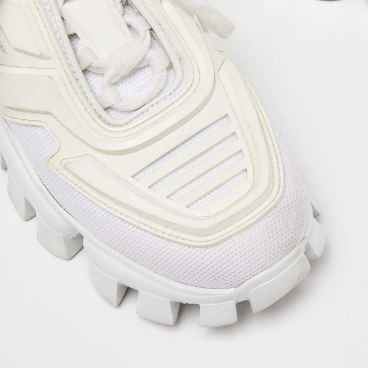 Pre Owned Prada White Mesh And Rubber Cloudbust Thunder Low Top Sneakers Size 36.5