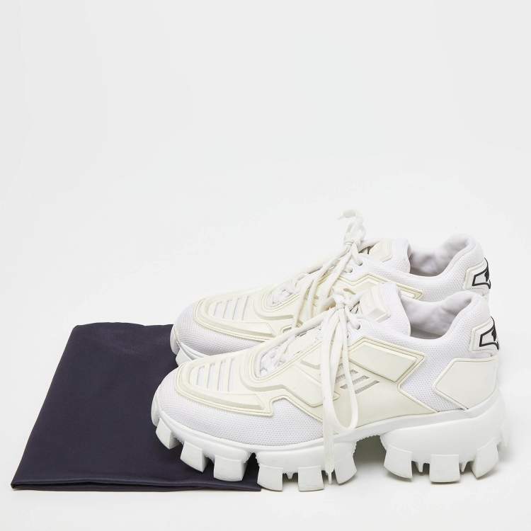 Pre Owned Prada White Mesh And Rubber Cloudbust Thunder Low Top Sneakers Size 36.5