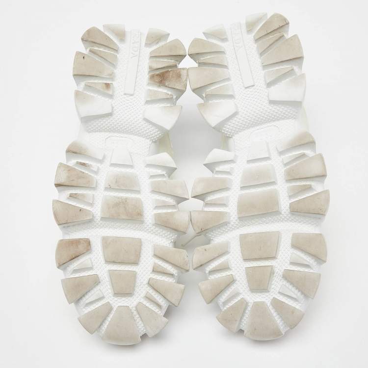 Pre Owned Prada White Mesh And Rubber Cloudbust Thunder Low Top Sneakers Size 36.5