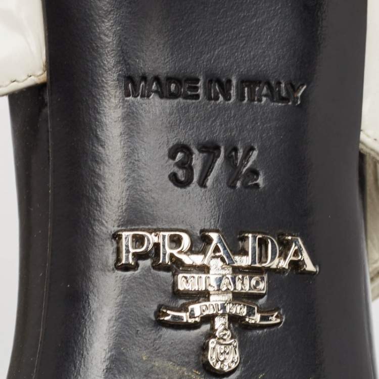 Pre Owned Prada Black/Black Leather Slingback Pumps Size 37.5