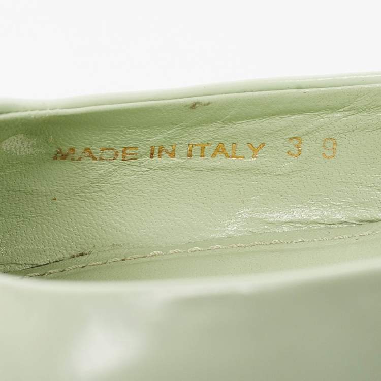 Pre Owned Prada Green Leather Pointed Toe Slingback Pumps Size 39