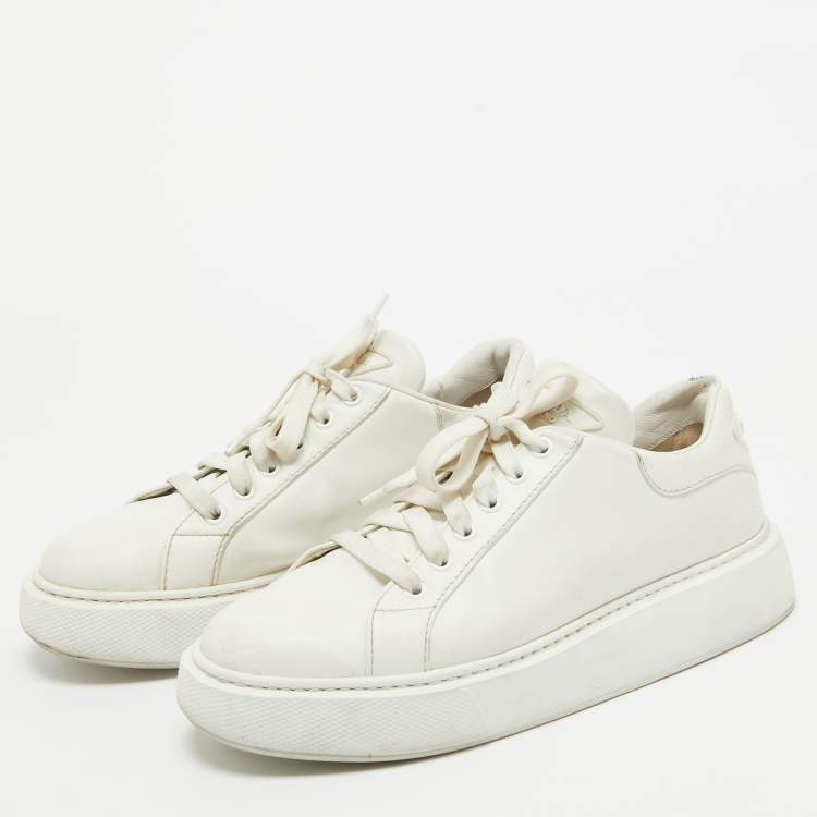 Pre Owned Prada White Leather Low Top Sneakers Size 39