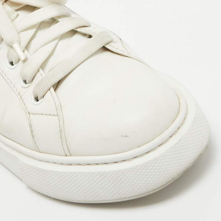 Pre Owned Prada White Leather Low Top Sneakers Size 39