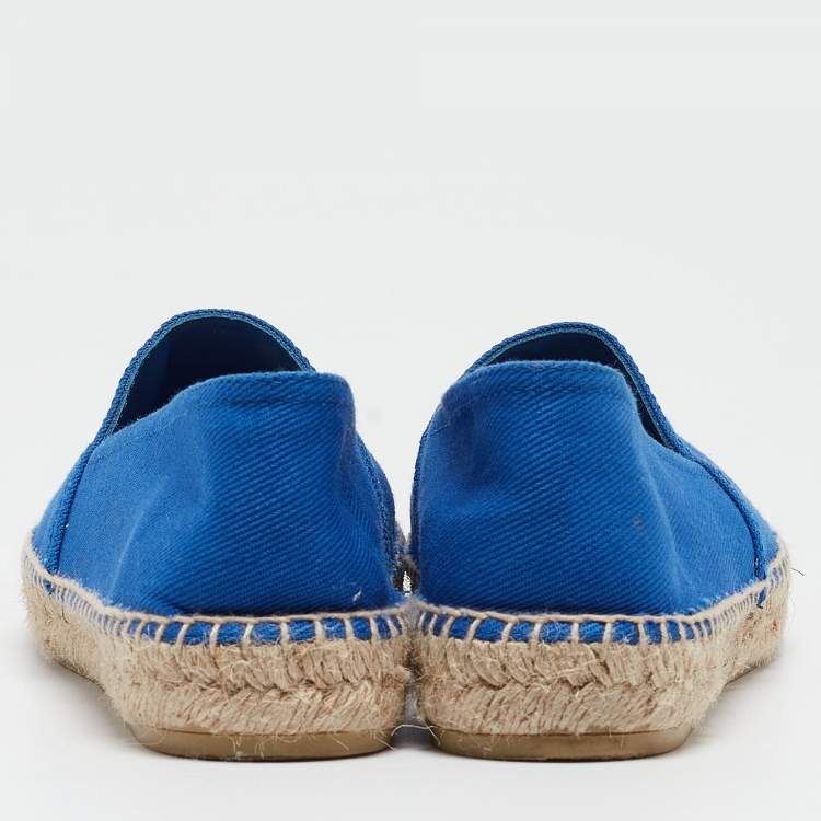 Pre Owned Prada Blue Canvas Espadrille Flats Size 40
