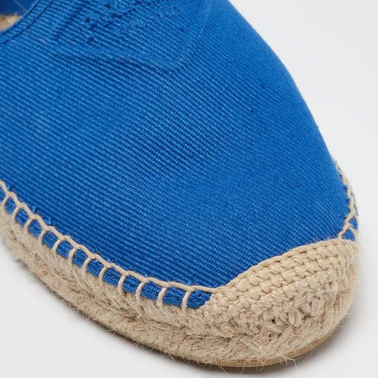 Pre Owned Prada Blue Canvas Espadrille Flats Size 40