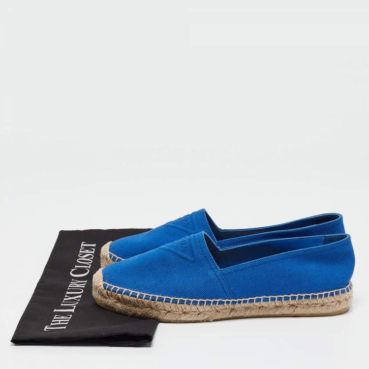 Pre Owned Prada Blue Canvas Espadrille Flats Size 40