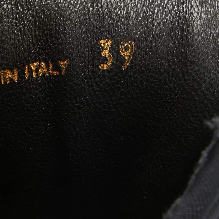 Pre Owned Prada Black Leather and Neopreme Block Heel Ankle Boots Size 39