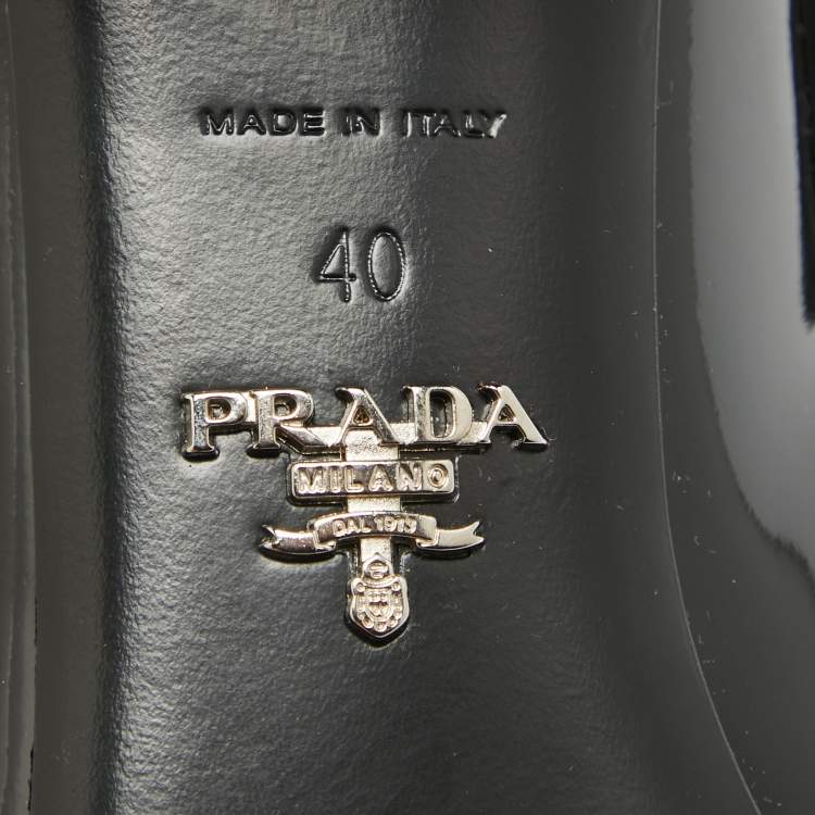 Pre Owned Prada Black Patent Leather Mary Jane Block Heel Pumps Size 40