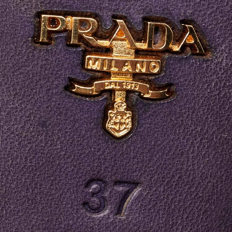 Pre Owned Prada Purple Patent Leather Open Toe Slingback Pumps Size 37