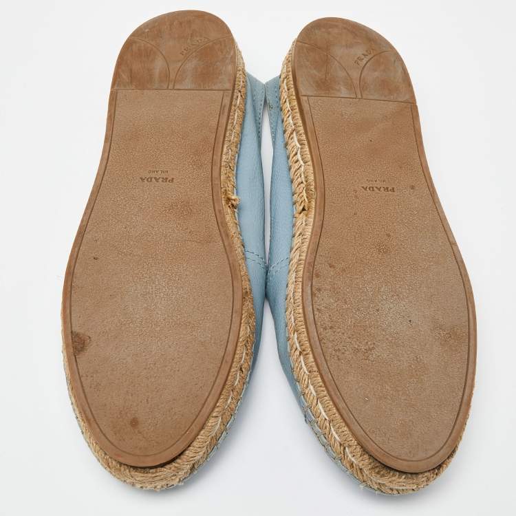 Pre Owned Prada Blue Leather Espadrille Flats Size 41