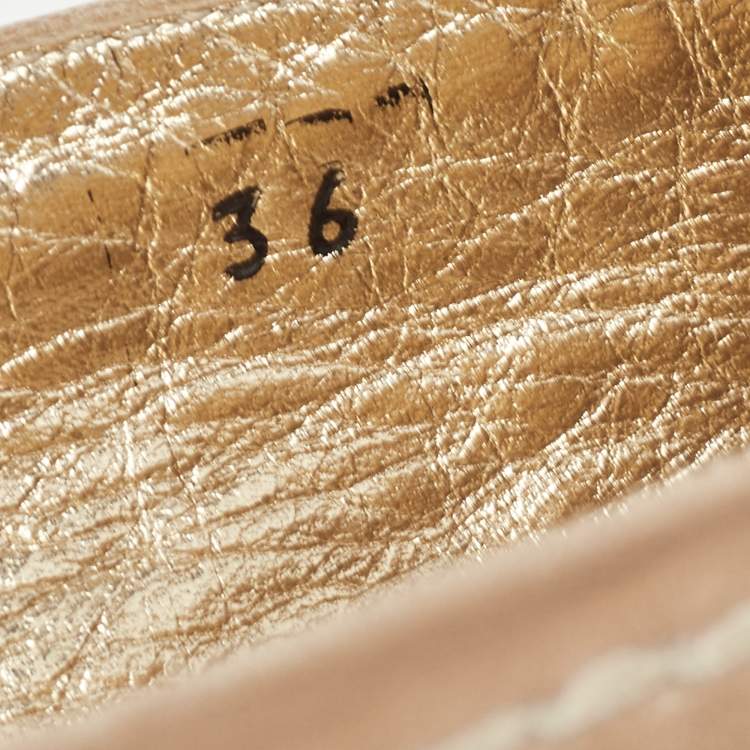 Pre Owned Prada Beige Leather Peep Toe Espadrilles Platform Flats Size 36