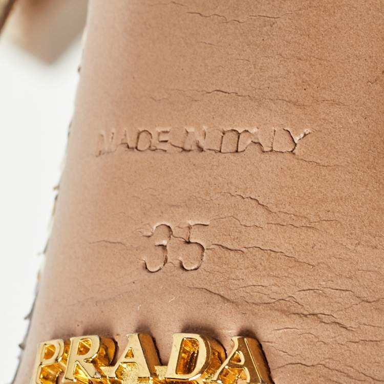 Pre Owned Prada Brown/Beige Python Platform Sandals Size 35