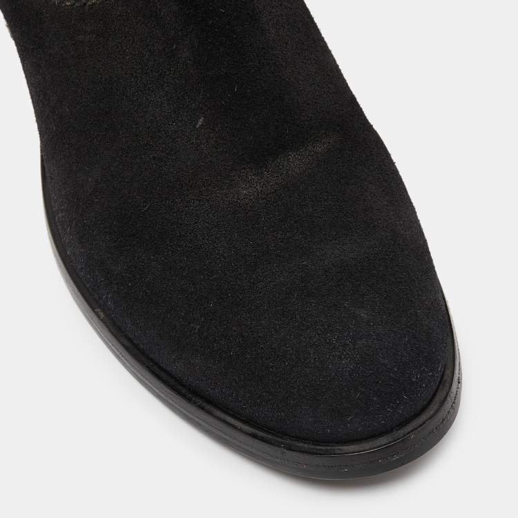 Pre Owned Prada Black Nubuck Leather Ankle Boots Size 39.5