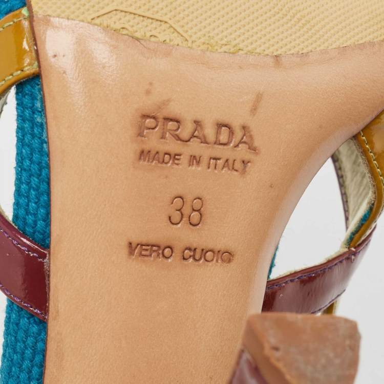 Pre Owned Prada Multicolor Fabric and Patent  Cutout Pumps Size 38