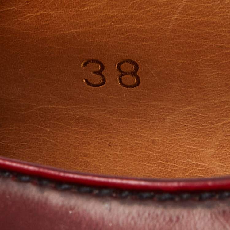 Pre Owned Prada Maroon Leather Platform Derby Size 38