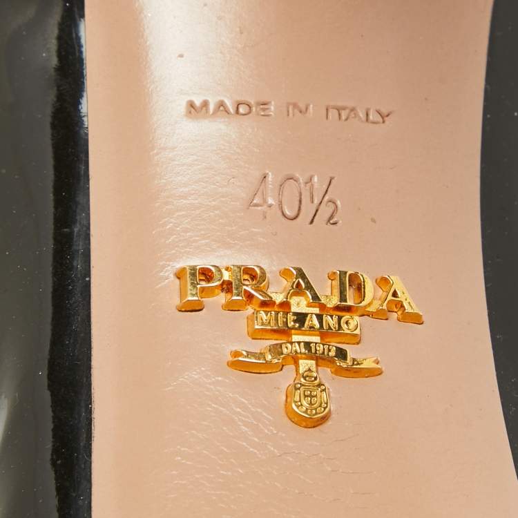 Pre Owned Prada Black Patent Leather Platform Round Toe Pumps Size 40.5