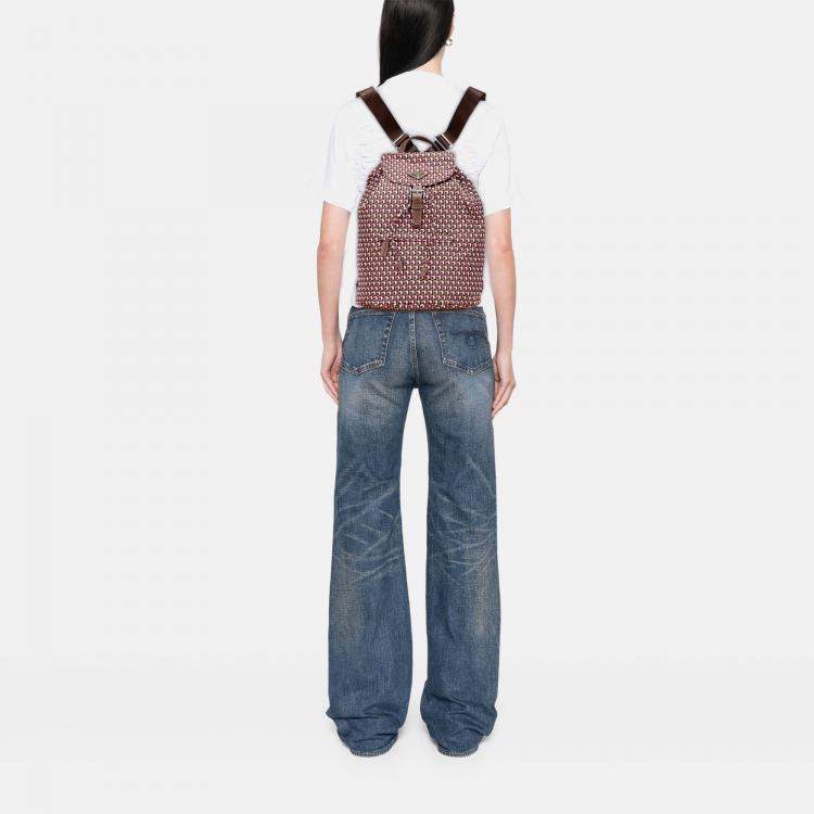 Pre Owned Prada Pink Tessuto Stampato Backpack