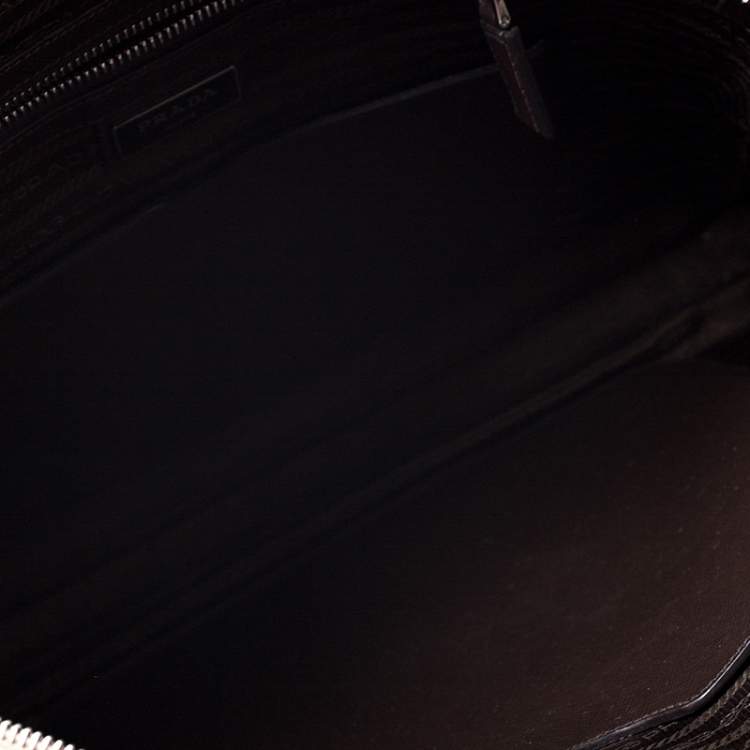 Pre Owned Prada White Saffiano Leather Briefcase
