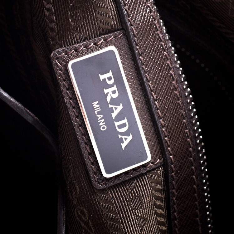 Pre Owned Prada White Saffiano Leather Briefcase