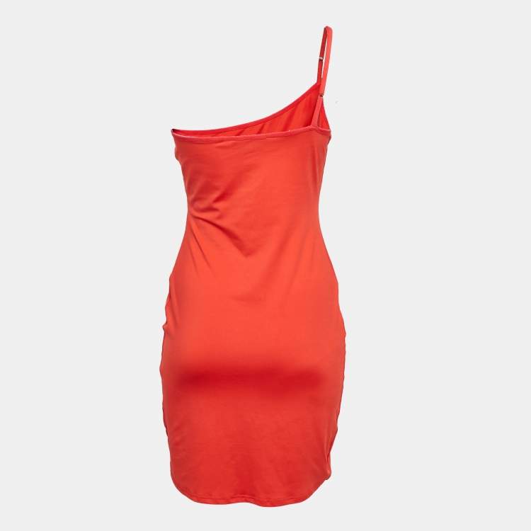 Pre Owned Preen By Thornton Bregazzi Red Jersey One Shoulder Bodycon Dress M