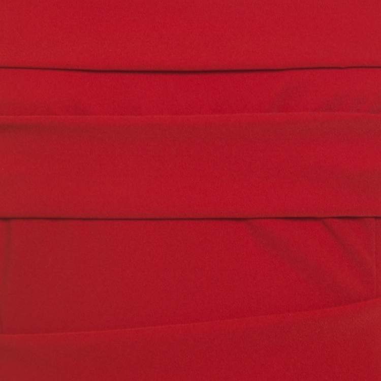 Pre Owned Preen by Thornton Bregazzi Ruby Red Asymmetric Bandage Detail Dew Bodycon Dress L