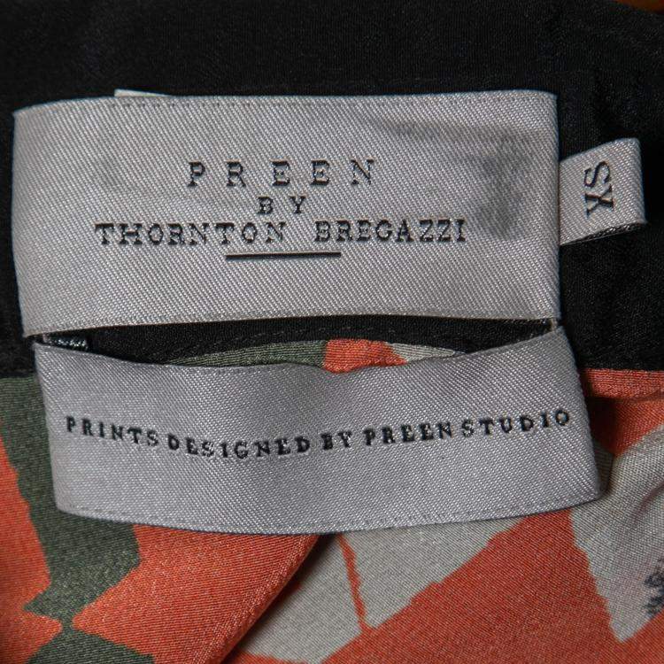 Pre Owned Preen by Thornton Bregazzi Multicolor Starbox Print Silk Sleeveless Midi Shirt Dress XS