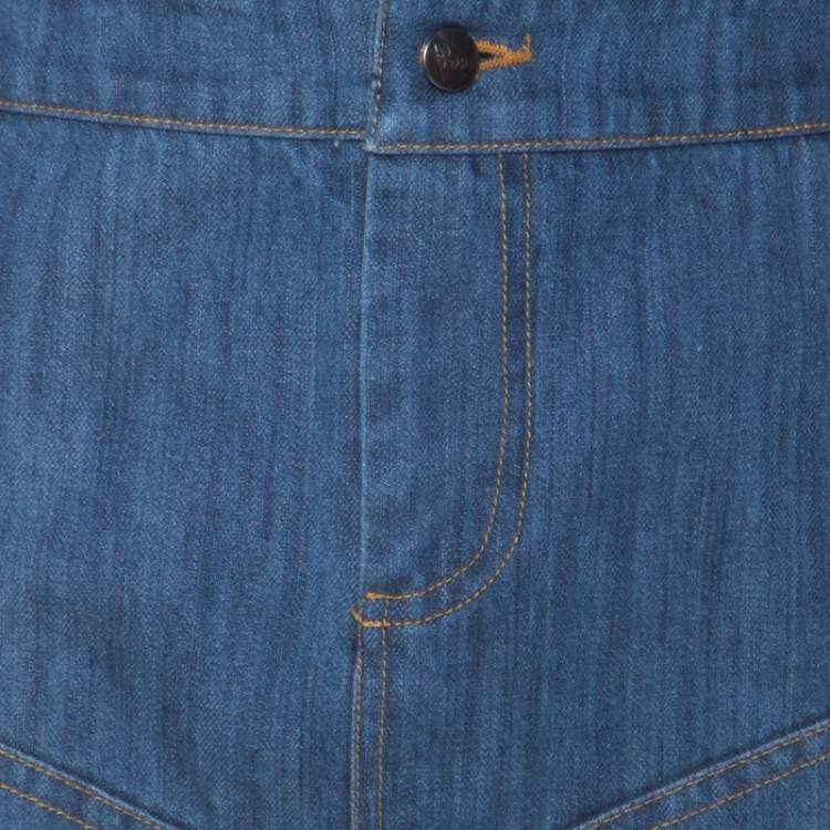 Pre Owned Preen Line Blue Patch Denim Pencil Skirt L 