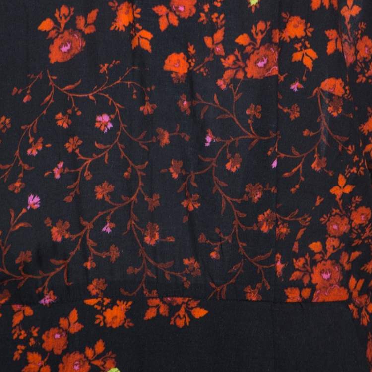 مملوكة مسبقًا Preen Line Navy Blue Flower Print Viscose Vivian Dress L