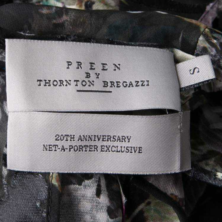 Pre Owned Preen By Thornton Bregazzi Floral Print Devore Chiffon Cold Shoulder Alva Top S