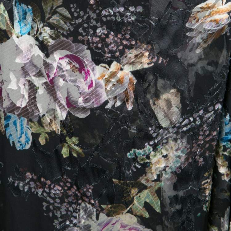Pre Owned Preen By Thornton Bregazzi Floral Print Devore Chiffon Adria Maxi Wrap Skirt S