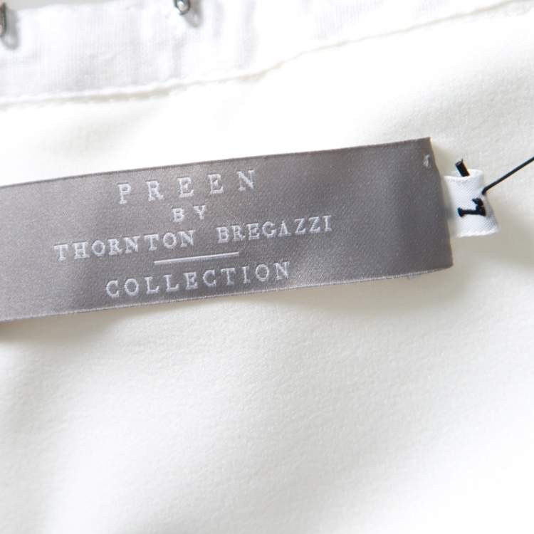 Pre Owned Preen by Thornton Bregazzi White Stretch Bandeau Harness Dress L