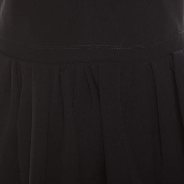 Pre Owned Preen by Thornton Bregazzi Black Plunge Neck Ted Satin Flo Dress XL