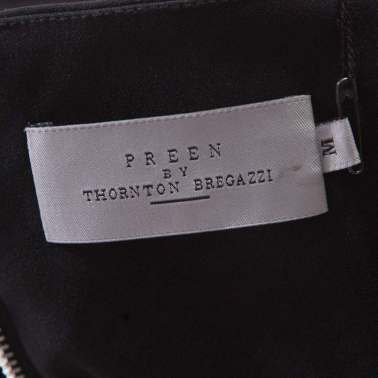 Pre Owned Preen by Thornton Bregazzi Black Stretch Crepe Zone Crop Top M
