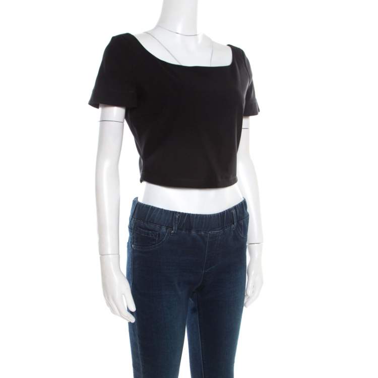 Pre Owned Preen by Thornton Bregazzi Black Stretch Crepe Zone Crop Top M