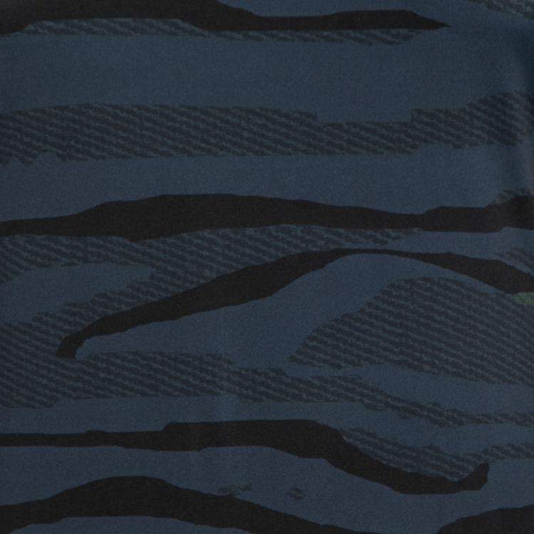 Pre Owned Preen by Thornton Bregazzi Blue Camouflage Print Jersey Long Sleeve Avery Dress S