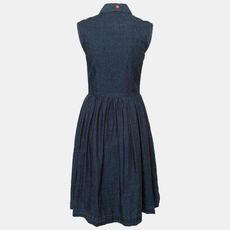 Pre Owned Preen Line Indigo Embroidered Chambray Sleeveless Alabama Dress XS