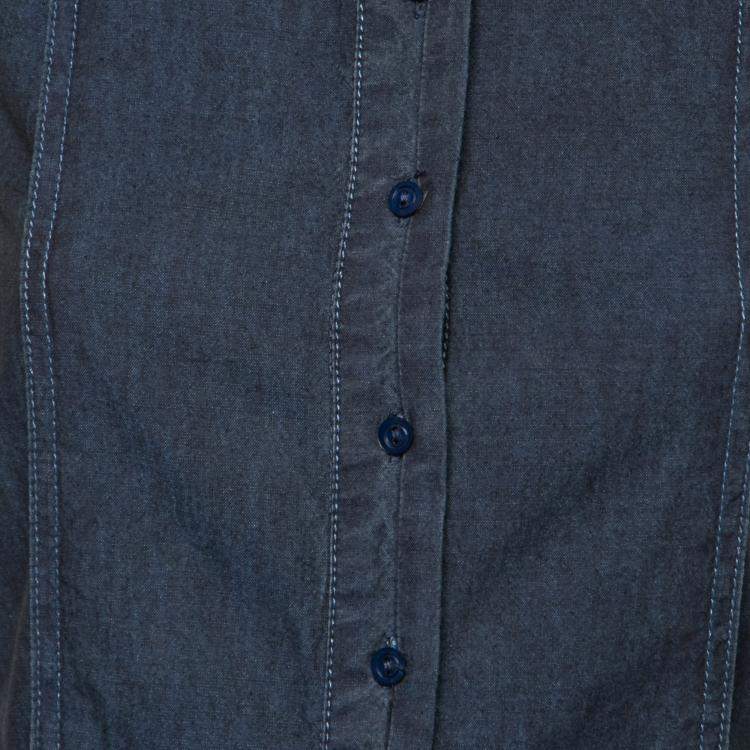 Pre Owned Preen Line Indigo Embroidered Chambray Sleeveless Alabama Dress XS