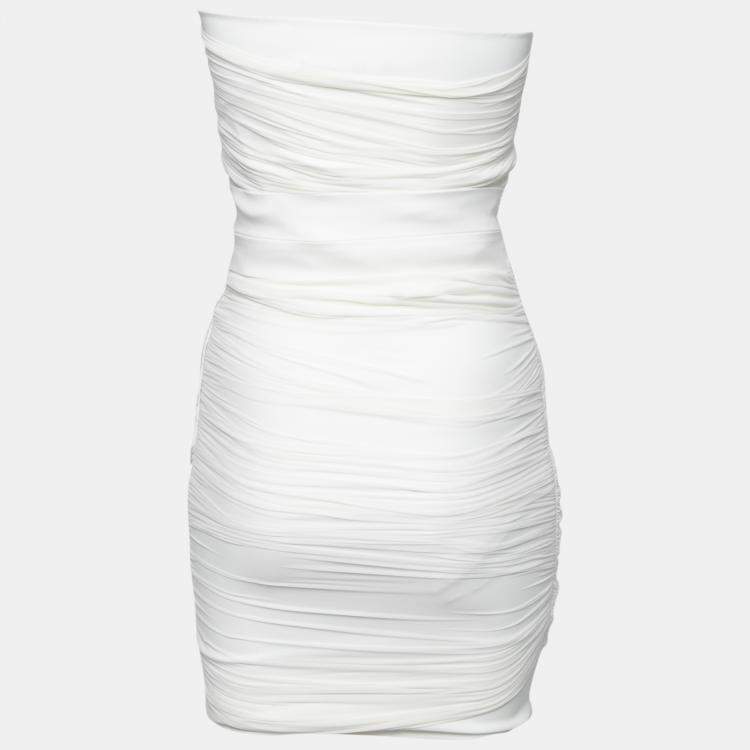 Pre Owned Preen by Thornton Bregazzi Collection Off White Ruched Strapless Dream Dress XS